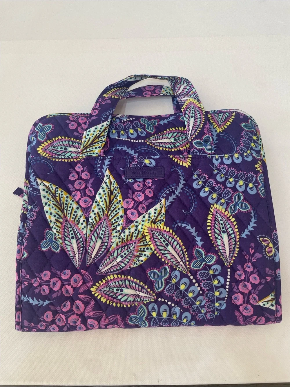 Vera Bradley Hanging Travel Organizer Batik Leaves Quilted Purple Floral